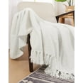 thumbnail image 3 of Brooklyn Loom Chunky Boucle 100% Microfiber Polyester  50x70 Throw Blanket in White, All Season, Adult Size, OEKO-TEX Certified, 3 of 10