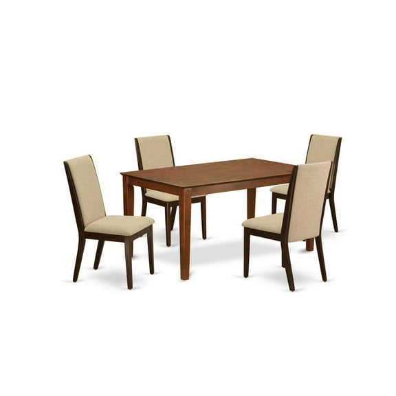 East West Furniture Capri 5-piece Wood Dining Set in Mahogany/Light Tan