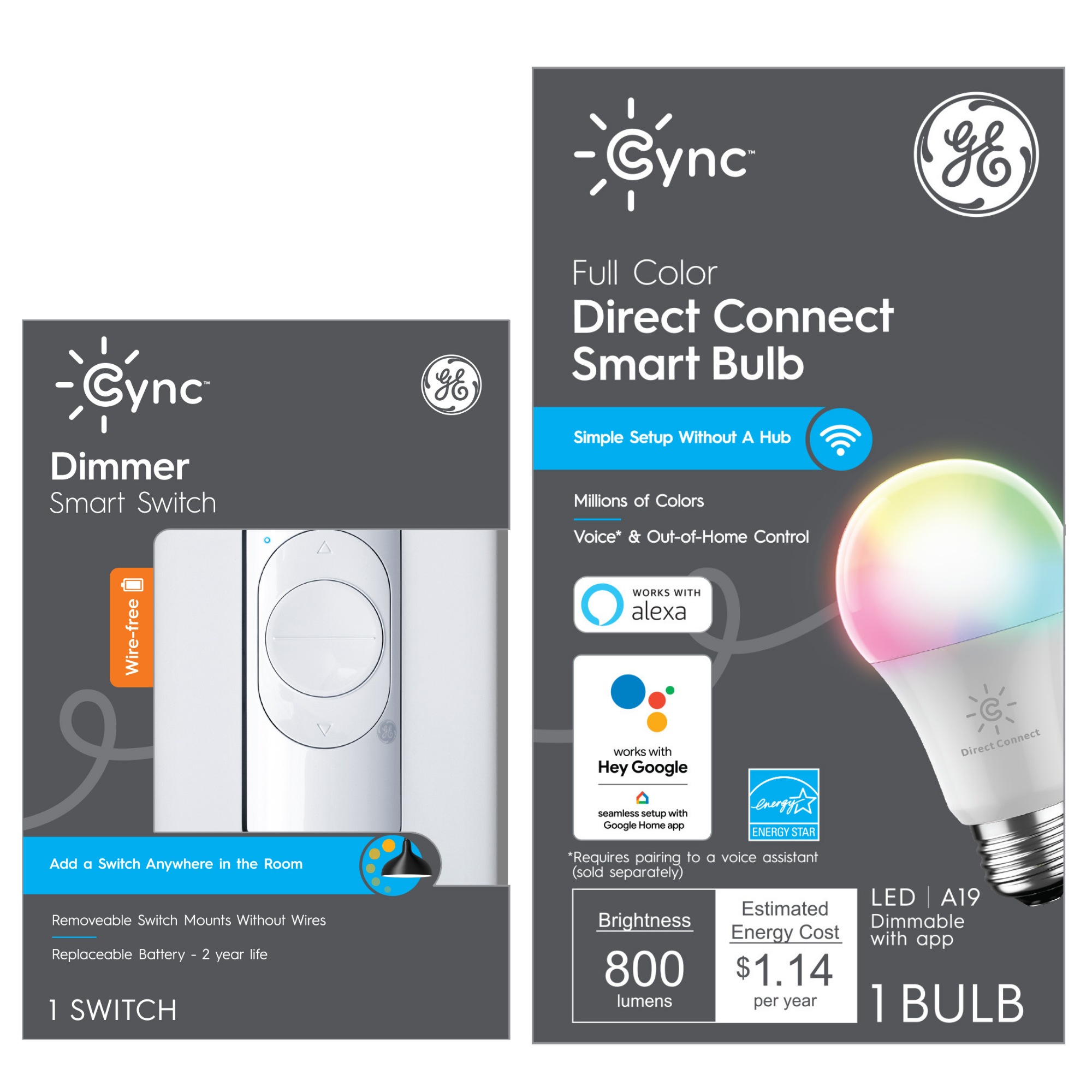 GE CYNC Smart Color Bulb and Dimmer Switch Bundle photo 1