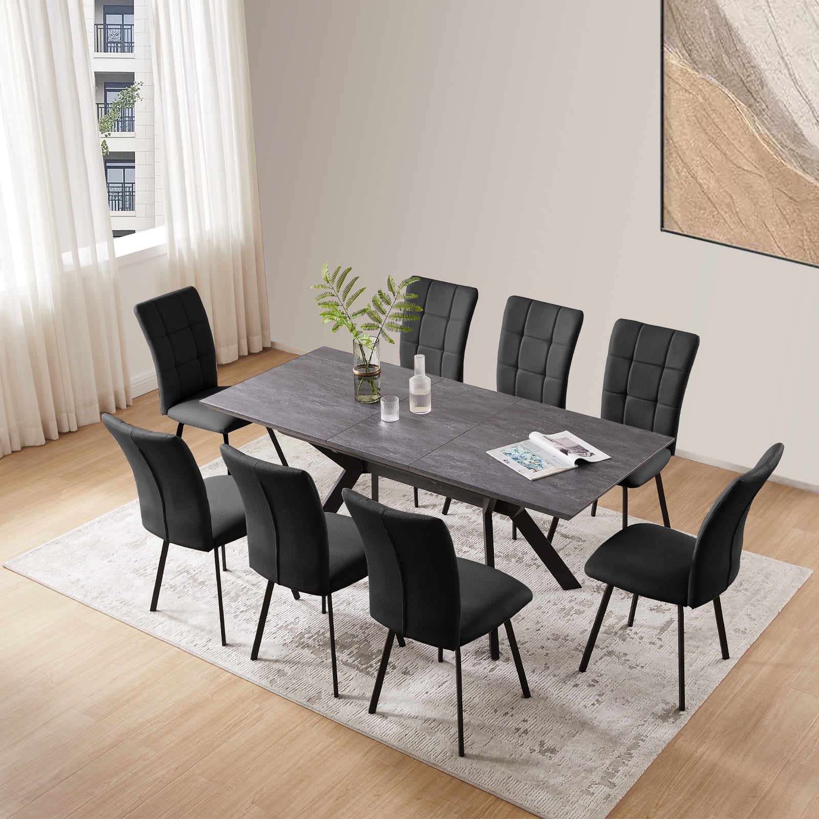 8 chairs modern dining table set for 6