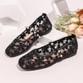 thumbnail image 7 of Miluxas Women's Flower Mesh Ballet Flats Bowknot Square Toe Ballerina Flats Closed Toe Comfortable Casual Work Shoes Black 9(42), 7 of 7