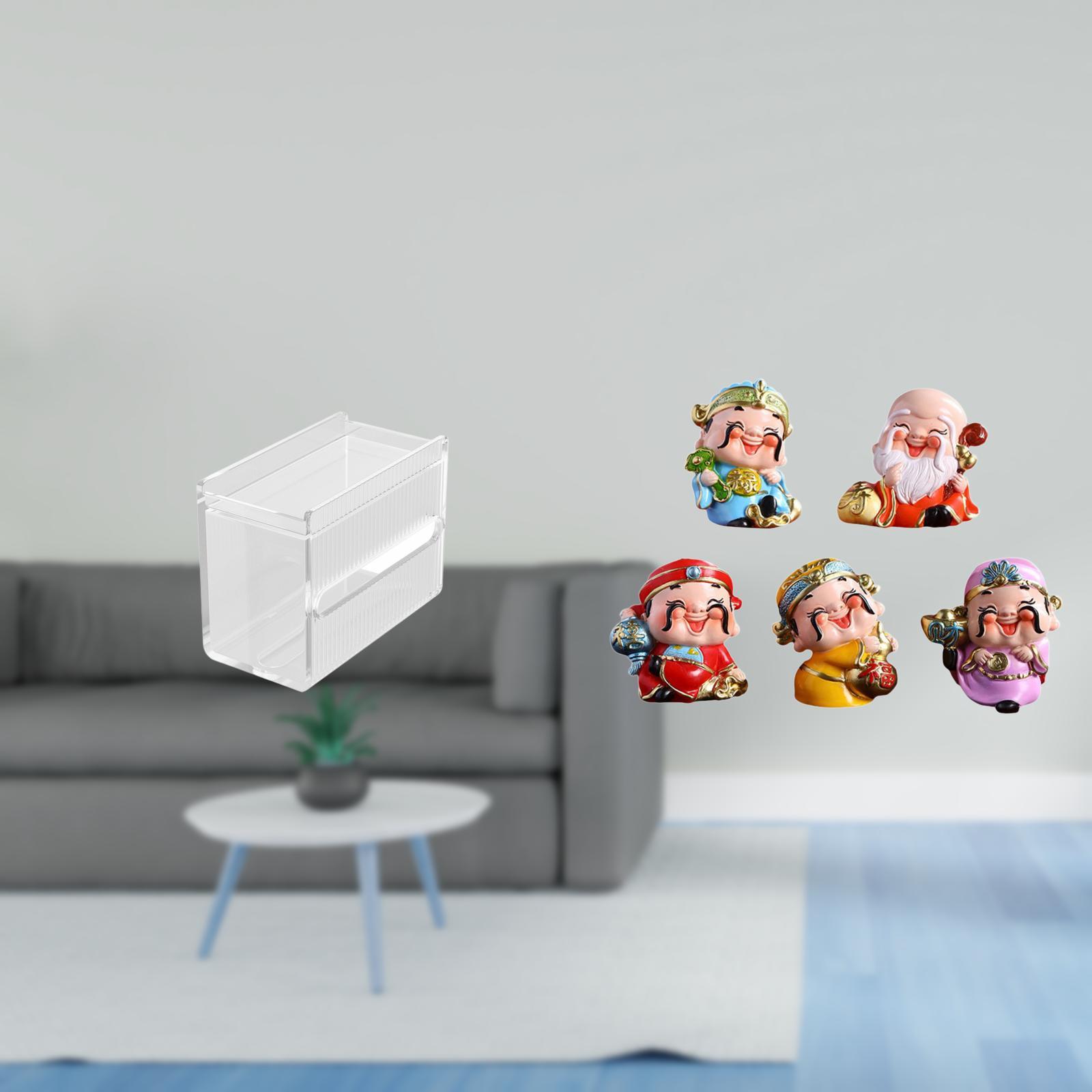 Fiocias Acrylic Toilet Paper Storage Box Modern Paper Towel Dispenser Wall Mounted Toilet Tissue Paper Holder God of Fortune Figurines Tabletop Sculpture Mini