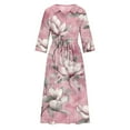 thumbnail image 4 of WFJCJPAF 2025 New Product Autumn Dresses for Women Plus Size Sale,Women's Summer Printed Fashion 3/4 Sleeve Turndown Collar Dress - Pink XXXL, 4 of 5