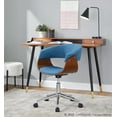thumbnail image 3 of LumiSource Chrome Metal, Walnut Wood, Blue Fabric Vintage Mod Office Chair, 3 of 6