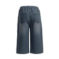 thumbnail image 5 of Eltusu Boys Denim Shorts, Elastic Waist Straight Legs Casual Below the Knee Capris Shorts Dark Blue Size 7-8 T, 5 of 6