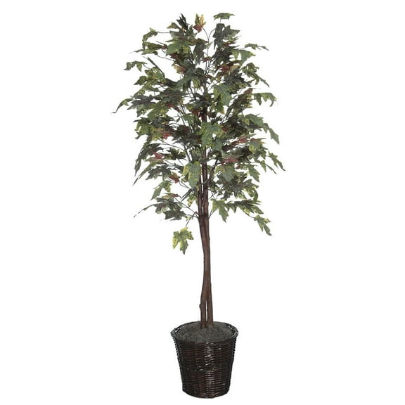 Vickerman 6' Artificial Frosted Maple, Rattan Basket
