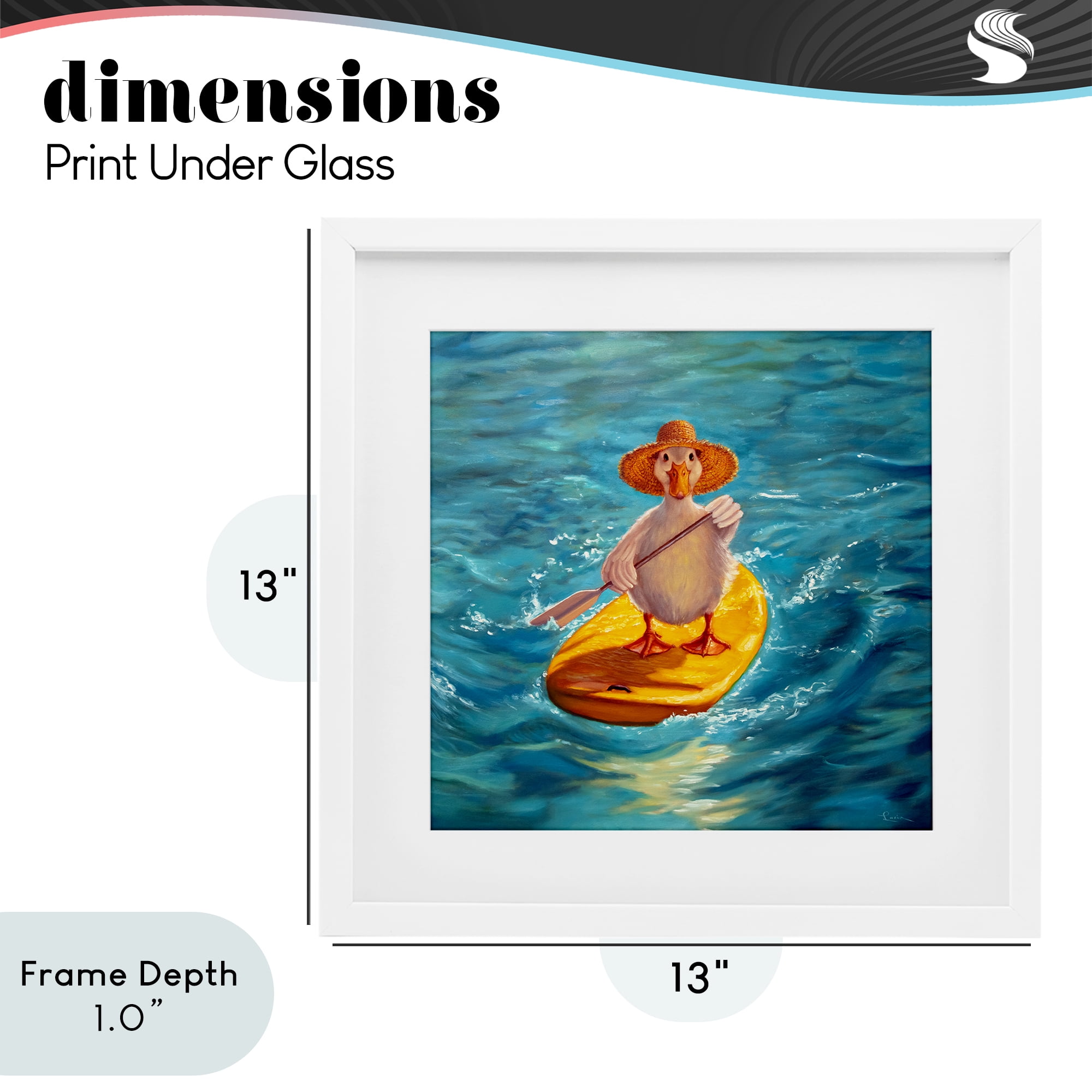 Stupell Industries The Paddler Duck with Straw Hat White Framed Print Under Glass, design by Lucia Heffernan