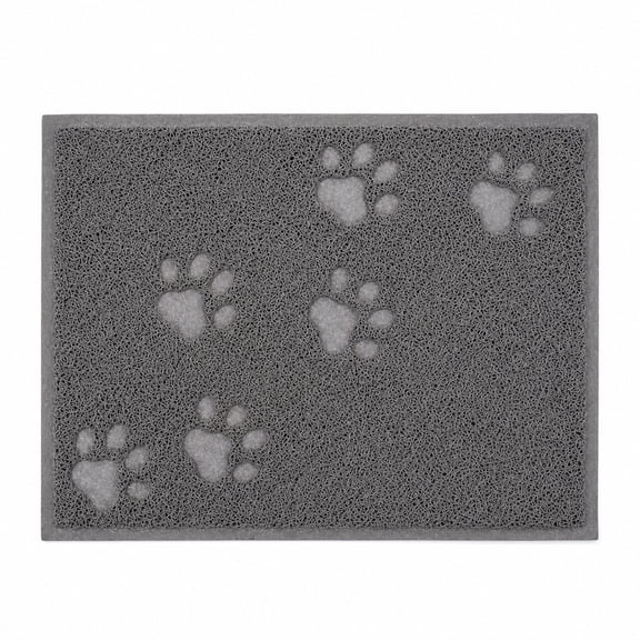 Cat Litter Box Mat, 15.5" x 11.5", Easy to Clean, Paw Print Design, Cushioned Coil Litter Trapping Mat