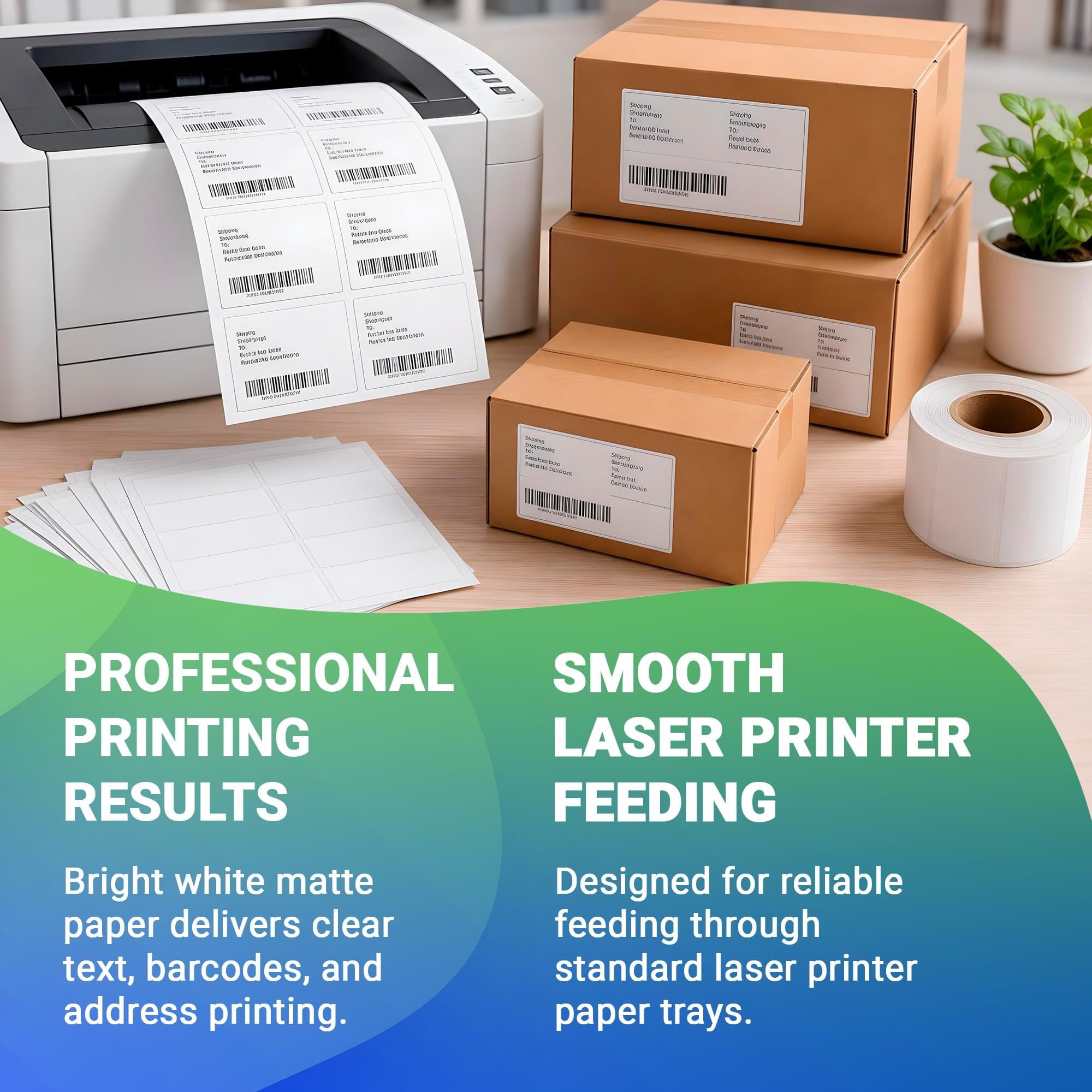 Shipping Labels White Matte Permanent Adhesive Laser Sheet Labels 30000 count 2.625 x 1 in