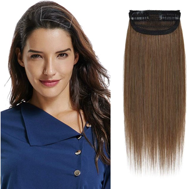 Extensions de Cheveux Courts et Raides à Clip 2 clips 10 Pouces #6 Brun Clair 100 % Cheveux Humains Remy Épingle à Cheveux Invisible pour Cheveux Clairsemés Ajoutant du Volume aux Cheveux Extension Moelleuse pour Femmes