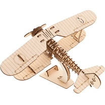 NICEXMAS Khaki Wooden Aircraft DIY Model Craft Decor Educational Toy for Home Office