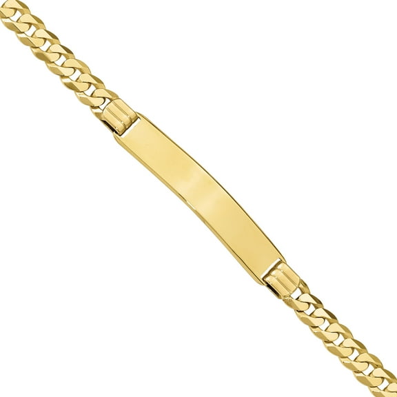 Primal Gold 10 Karat Yellow Gold Flat Curb Link ID Bracelet