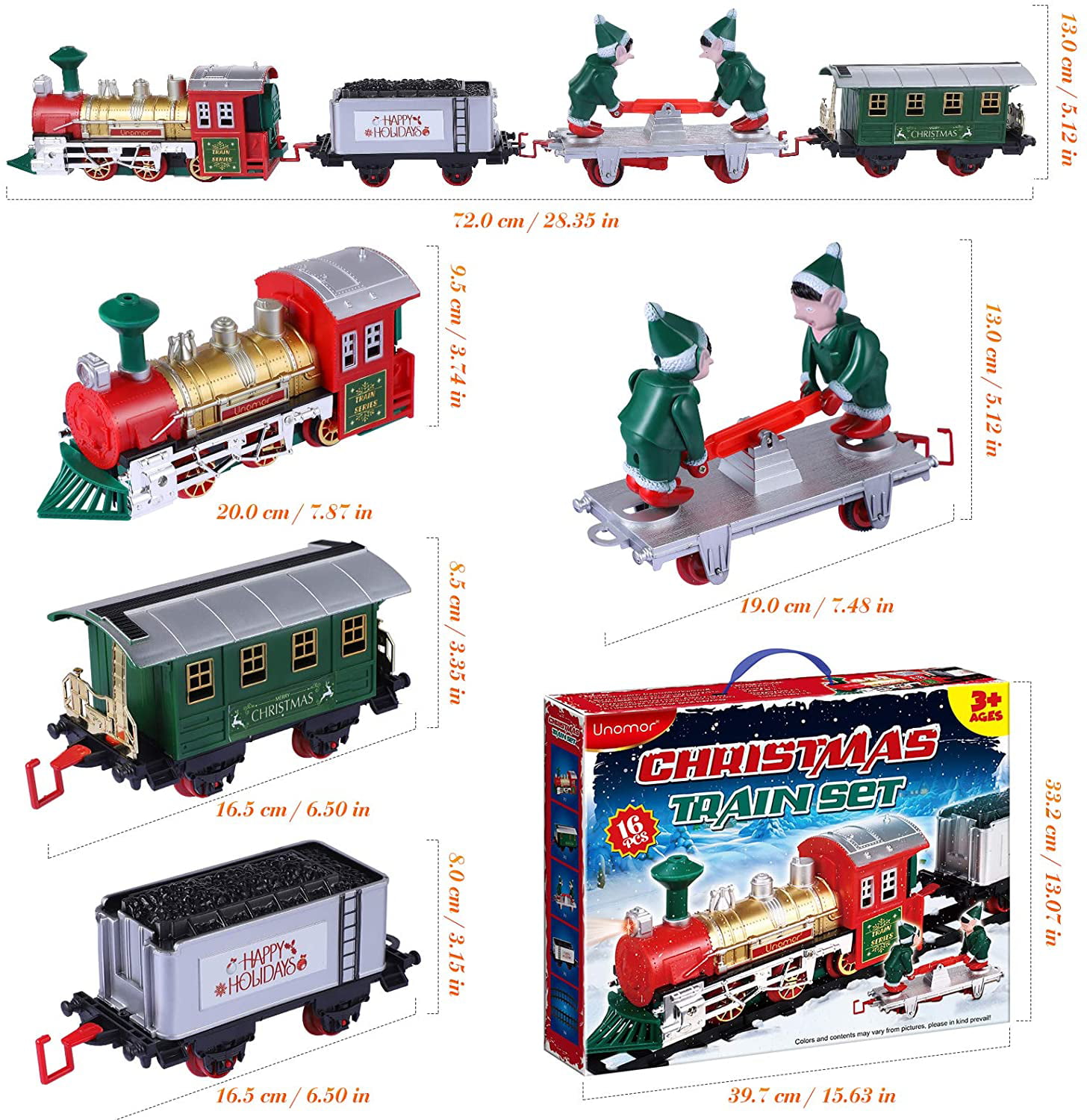 Electric Train Toy Set with Light & Sound, Details about   Christmas Train Set with Elf Handcar 