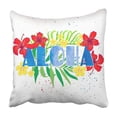 thumbnail image 1 of RYLABLUE Colorful Palm Inscription Aloha With Tropical Flowers In The Bright Beautiful Pink Tree Pillowcase 16x16 inch, 1 of 1