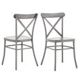 thumbnail image 5 of Weston Home Perry X-Back Metal Dining Chairs, Set of Two, Antique Grey, 5 of 9