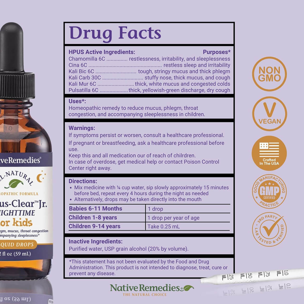 NativeRemedies Mucus-Clear Jr. Nighttime - Temporarily Relieves Mucus Congestion in Children