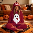 thumbnail image 4 of Halloween Onesie, Pumpkin Jack O Hooded Costumes Adult Plush Halloween Pajama|Polar Fleece Jack-O Casual Costume Y2k Trendy Funny Streetwear Fall Winter Warmth Jumpsuit Vacation Loungewear, XL, 4 of 7