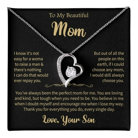 To My Mom Forever Love Necklace, Jewelry Surprise For Women From Son, Perfect For Mom’S Birthday, Mother’S Day Celebration, Jewelry She Will Treasure #1932, White Forever Love Necklace