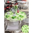 thumbnail image 4 of St. Patrick's Day Outdoor Tablecloth - 60 Inch Round Dining Table Cover, Watercolor Shamrock Polka Dots Light Green Waterproof Outdoor Table Cloth with Umbrella Hole & Zipper for Picnic/Patio/Party, 4 of 7