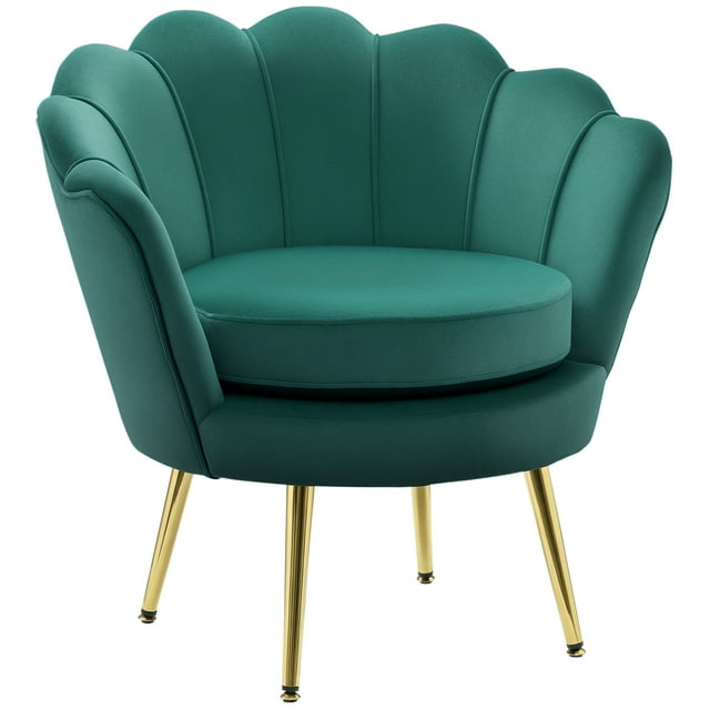HOMCOM Modern Accent Chair Velvet Fabric Leisure Club Chair with Gold Legs