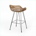 thumbnail image 4 of Outdoor Wicker Bar Stools, Set of 2 Modern Slate Gray Faux Rattan for Backyard Bistro Bar | Fabric | Solid Back, 4 of 14