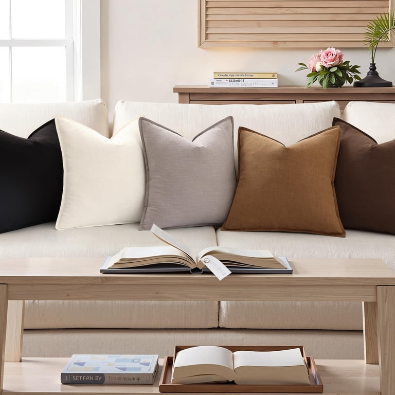 decorUhome Linen Throw Pillow Covers, 18x18 Inch, Set of 2 photo 4