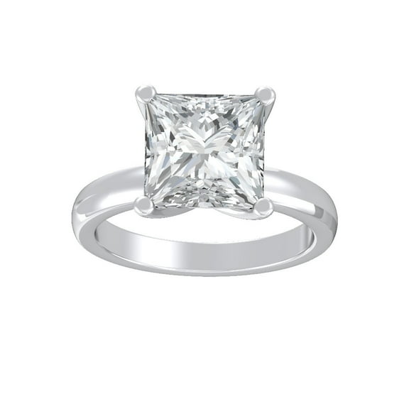 ARAIYA FINE JEWELRY 10K White Gold Princess Shape Lab Grown Diamond Prong-Set Engagement Ring Size 7 (1 cttw, D-F Color, VS Clarity)
