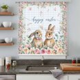 thumbnail image 4 of Easter Bunny Floral Sheer Curtains 45 Inches Long, Spring Flowers Checkered Watercolor Light Filering Curtains, Breathable Simi Curtain Privacy Drapes for Kitchen Bathroom Small Window Treatment, 4 of 9