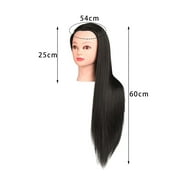 Hair Training Head Mannequin Head Hairstyling Multipurpose Long Hair Manikin Doll Head for Cutting DIY Cosmetology School Students Braid , Black with Makeup