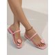 thumbnail image 3 of Women Round Decor Toe Post Thong Sandals, Artificial Patent Leather Fashion Sandals, 3 of 4