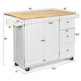 thumbnail image 4 of Giantex Kitchen Island Cart with Drop-Leaf Tabletop, Large Trolley Cart with Large Cabinet, 3 Drawers, Towel Rack, Kitchen and Dining Room Utensils Organizer on Wheels, White, 4 of 8