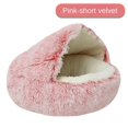 thumbnail image 1 of Plush Hooded Cat Bed - Cozy Semi-closed Cave for Calm and Comfort ShopWise Round, 1 of 14