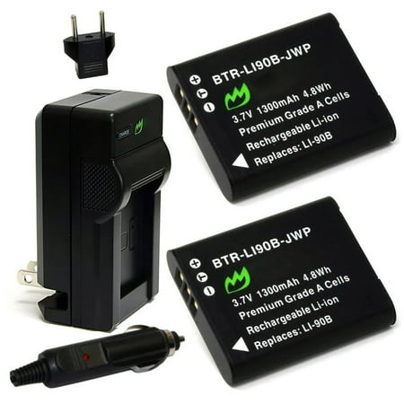 Replacement for Olympus XZ-2 his Battery (2-Pack 1300mAh) and Charger