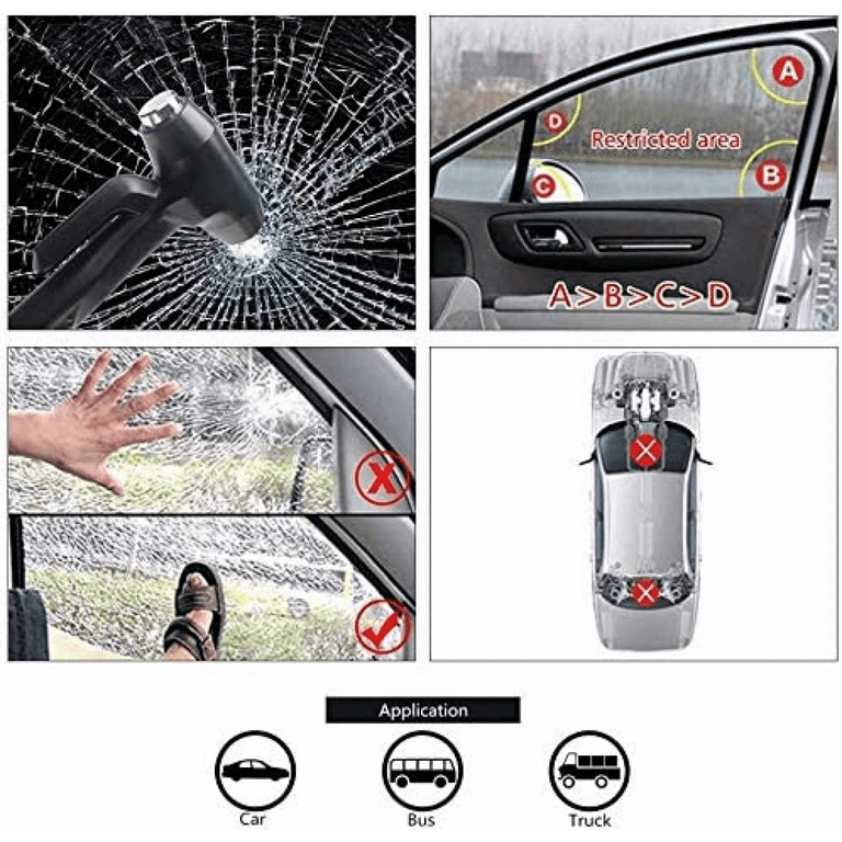 Premium LV835 Car Window Glass Breaker Hammer Tacker Belt Cutter