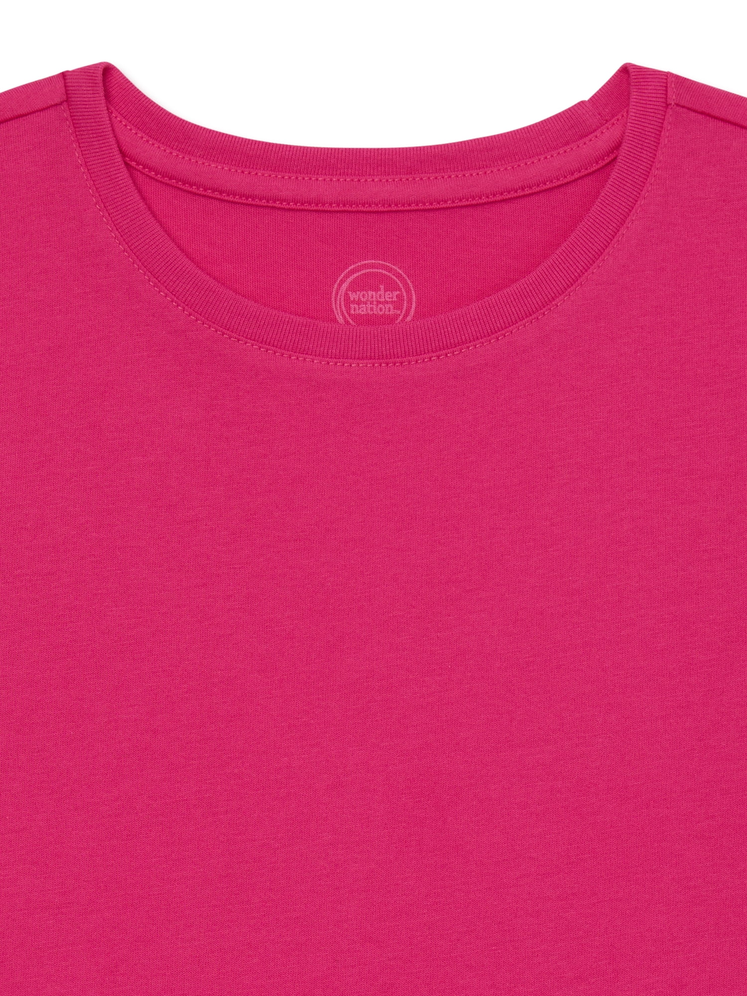 Wonder Nation Girls Kid Tough T-Shirt with Short Sleeves, Sizes 4-18 & Plus