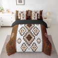 thumbnail image 2 of Feelyou Brown Grey Aztec Bedding Comforter Set 7pcs for Adult, Western Bohemian Triangle Queen Bedding Sets, Rustic Farmhouse Reversible Queen Sheet Sets, Breathable Home Decor, 2 of 7