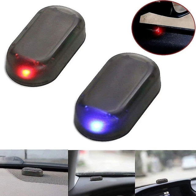 2 uds Alarma Ficticia Simulada de Energía Solar para Coche Rojo Verde Luz LED Intermitente Azul Rojo