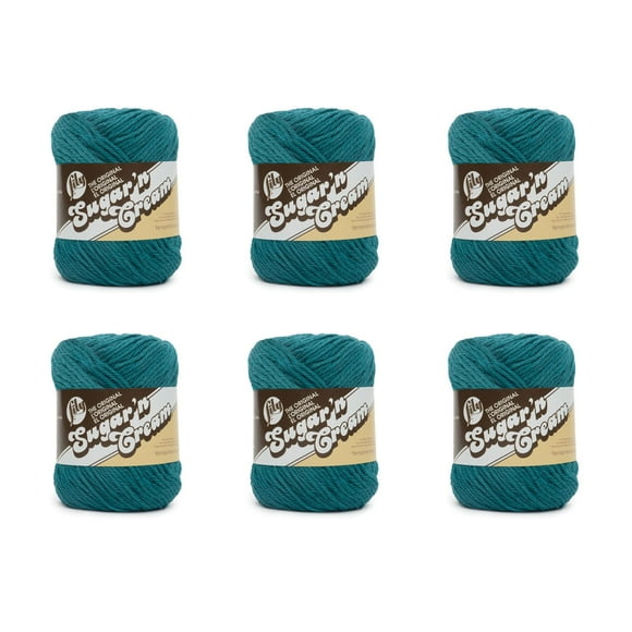 Lily Sugarn Cream Teal Yarn - 6 Pack Of 71G25Oz - Cotton - 4 Medium (Worsted) - 120 Yards - Knittingcrochet