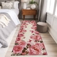 thumbnail image 4 of Pink Roses 2'x6' Runner Rugs for Hallway Kitchen Bedside Non Slip, Spring Floral Elegant Pastoral Butterfly Retro Entryway Rug Runners with Rubber Backing, Long Carpet Runner for Laundry Room, 4 of 8