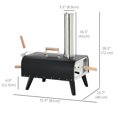 thumbnail image 3 of Outsunny Outdoor Pizza Oven with 12" Stone and Cover Wood Fired Pizza Maker, 3 of 10