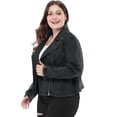 thumbnail image 4 of GRACE & GRANDEUR Veste de Moto à Fermeture Éclair Inclinée en Denim pour Femmes Grande Taille, 4 of 6