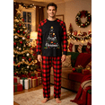 thumbnail image 2 of Family Matching Christmas Pajamas Set, Letter Print Long Sleeve Top  Plaid Pants, Soft Loungewear, 2 of 5