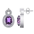 thumbnail image 4 of 0.35 Carat 8x6MM Oval Amethyst and Diamond Surrounded Earrings In 10k White Gold, 4 of 6