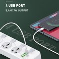 thumbnail image 3 of 4 USB Power Strip Interruptor independiente Enchufe universal para teléfono Tableta Ordenador portátil Enchufe de EE. UU. De 3 pines tholdsy HA002565-00, 3 of 6