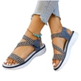 thumbnail image 5 of Women's Wide Width Flat Sandals, Breathable Woven Fabric Open Toe Shoes with Adjustable Ankle Strap, Comfortable Soft Sole Walking Shoes for Summer, Beach, Daily Wear - Black/Gray/Beige, 5 of 10