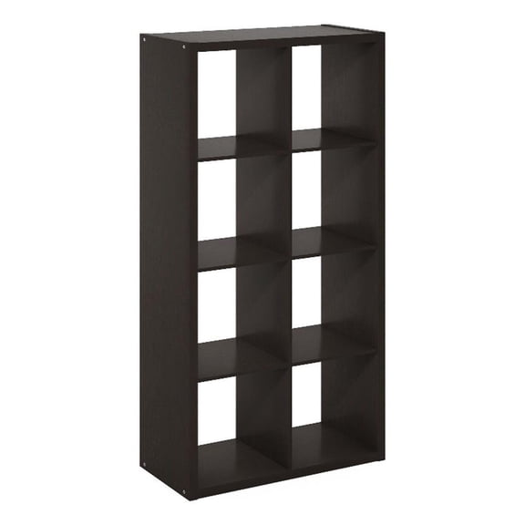 Pemberly Row Open Back Decorative Cube Storage Organizer in 8-Cube Dark Oak