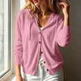 thumbnail image 7 of Cowsor Womens Hooded Button Down Cardigans Long Sleeve Drawstring Hood Side Pockets Solid Color Relaxed Fit Soft Knit Breathable Casual Layering Sweater Tops, 7 of 7