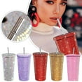 thumbnail image 4 of FurNest 17oz Studded Vacuum Tumbler Bottle – Double Wall Stainless Steel Insulated Cup with Lid & Straw, Handmade Sparkly Diamond Decor for Women, Travel & Office Us, 4 of 9