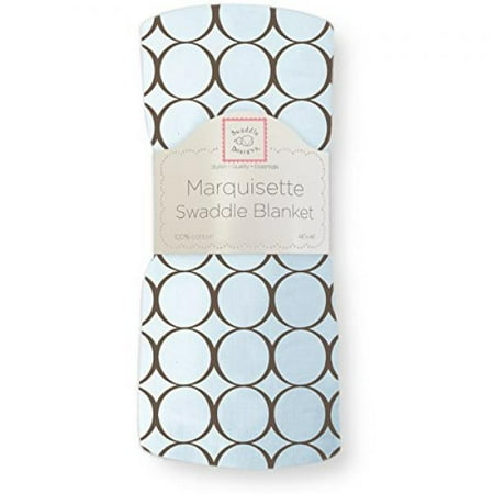 Pastel Blue Mod Circles - SwaddleDesigns Marquisette Swaddling Blanket, Brown Mod Circles, Pastel Blue