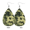 thumbnail image 2 of Faux Leather Teardrop Earrings Army Camouflage Printed Dangle Earrings Lightweight Drop Earrings, 2 of 2